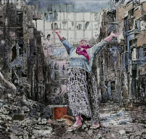 Invocazione Siriana olio su tela 1.60x1.50 - 2018